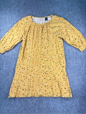Hering Mustard Yellow Floral Shift Dress made in Brazil size S